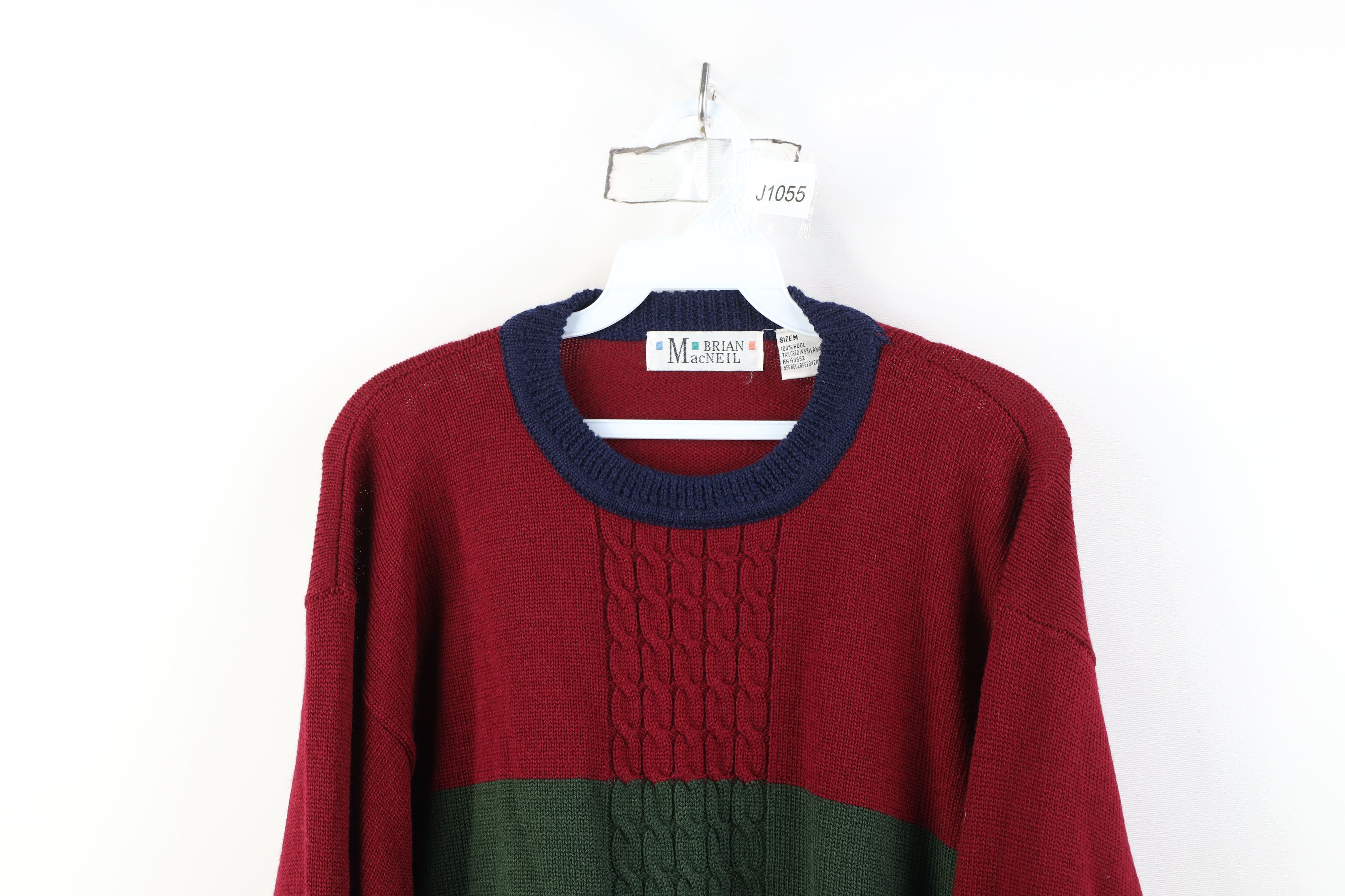 Vintage Vintage 90s Streetwear Wool Cable Knit Crewneck Sweater Size US M / EU 48-50 / 2 - 2 Thumbnail