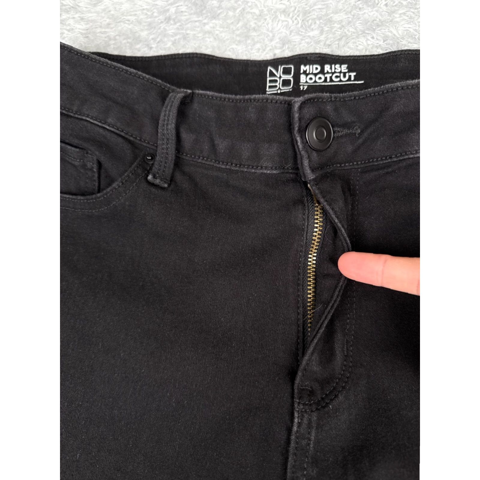 Vintage No Boundaries Jeans Juniors 17 Black Denim Bootcut Mid Rise Cotton Blend 32x31 Womens Jeans Retro Western 90s Mens Girls Size 38" / US 16 / IT 52 - 5 Thumbnail