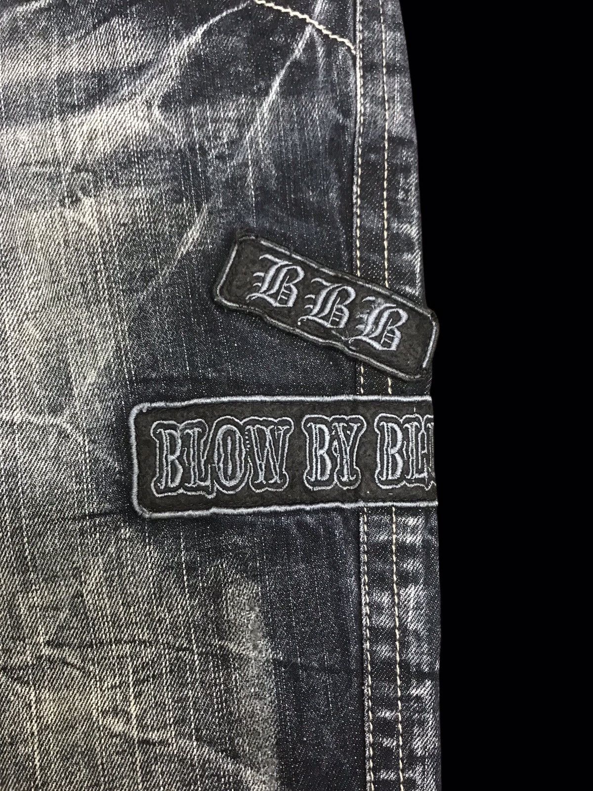 Japanese Brand 💥PUNK DENIM💥BLOW BY BLUE CRACKED FADES PATCHES DENIM F185 Size US 31 - 10 Thumbnail