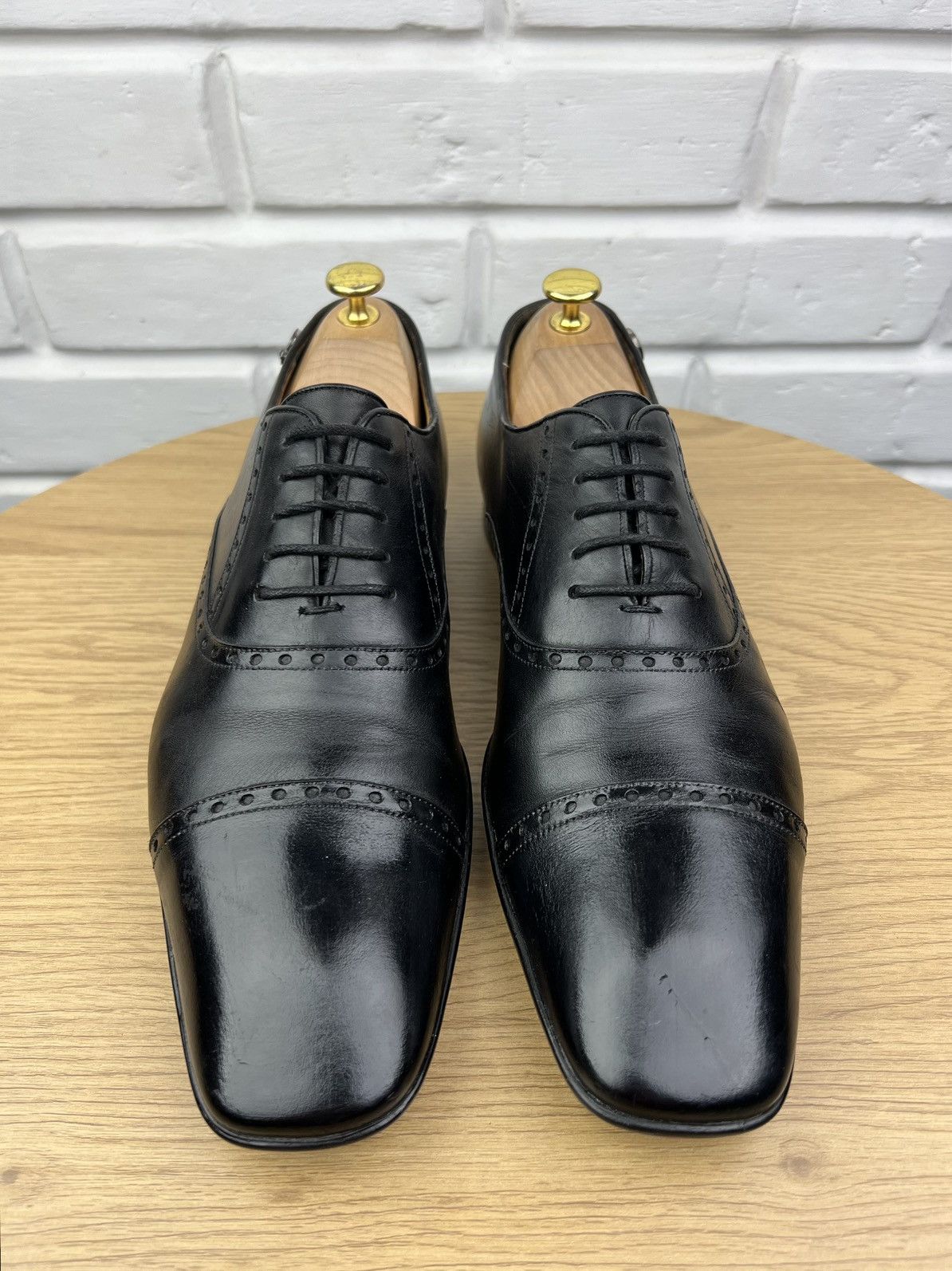 Gucci GUCCI Oxfords Leather Shoes Lace Up Back Logo Black Men’s Size US 10 / EU 43 - 7 Thumbnail