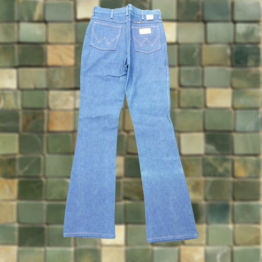 Wrangler VINTAGE Wrangler Jeans Denim 30x36 Blue 14 oz PLUS Mens 5-Pocket Design Belt Loops High Rise Metal Logo Cowboy Cotton Denim GuM Size US 30 / EU 46 - 1 Thumbnail