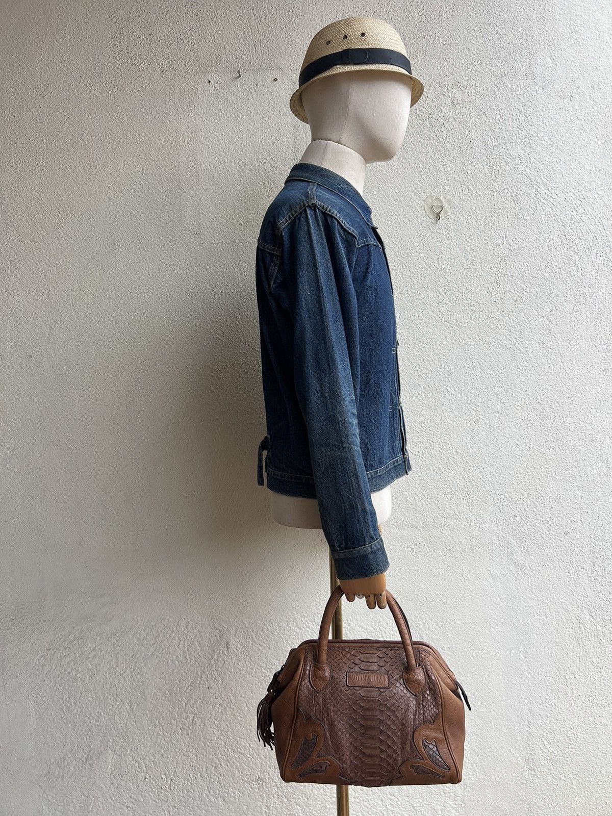 Leather Vintage Ibiza Japan Patina Python Snake Leather Doctor Bag Size ONE SIZE - 4 Thumbnail