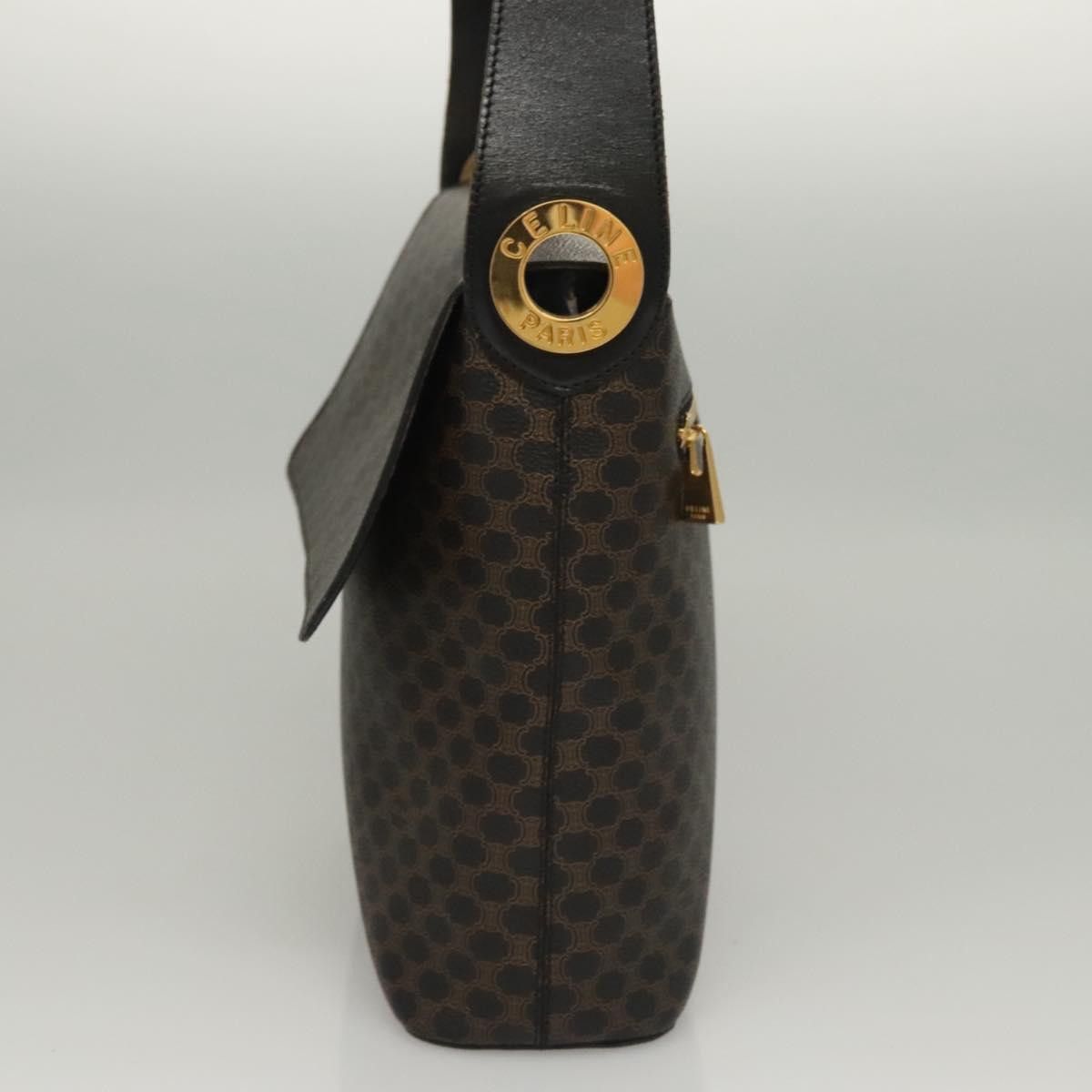 Celine CELINE Macadam Canvas Shoulder Bag Pvc Leather Black Gold Size ONE SIZE - 4 Thumbnail