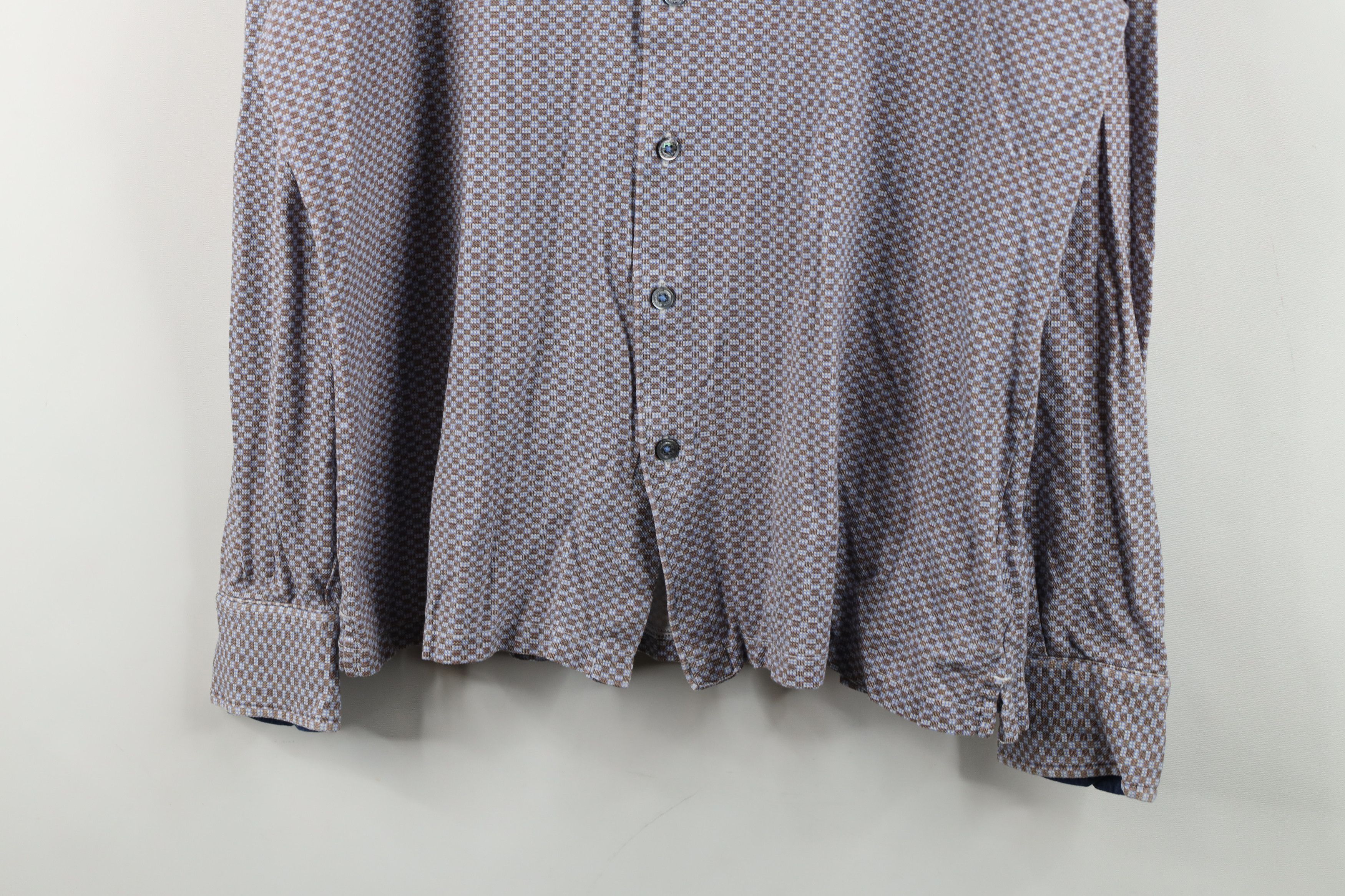 Vintage Bugatchi Uomo Checkered Knit Collared Button Shirt Cotton Size US M / EU 48-50 / 2 - 3 Thumbnail