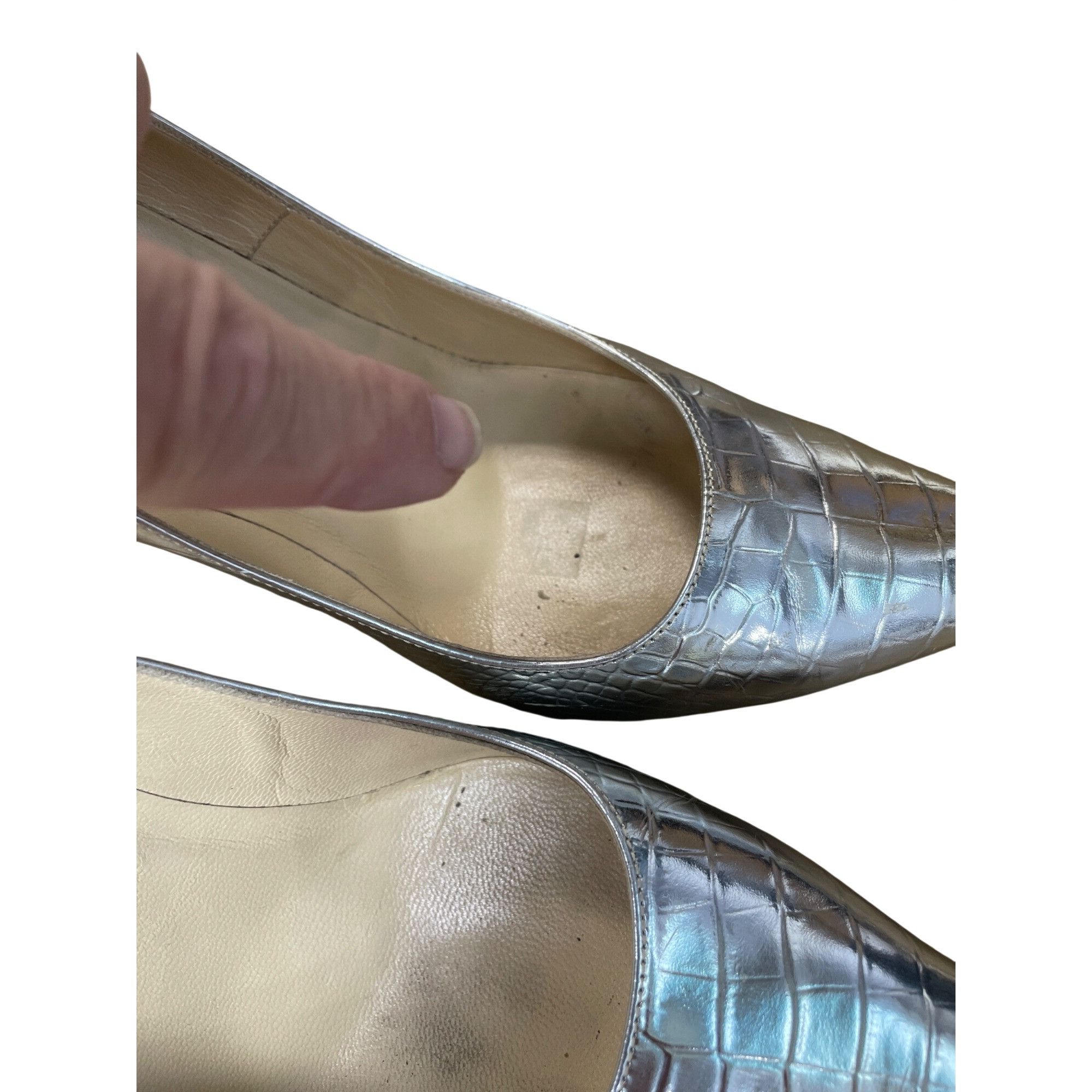 Jimmy Choo Jimmy Choo London womans silver croc pattern stilleto 4.5" h Size US 9.5 / IT 39.5 - 18 Thumbnail