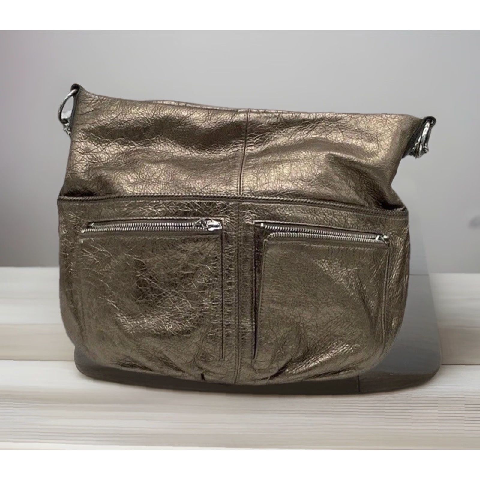 Brighton Brighton Hobo Bag Braided TopHandle Metallic Bronze Pebble Leather Purse Women Size ONE SIZE - 2 Thumbnail