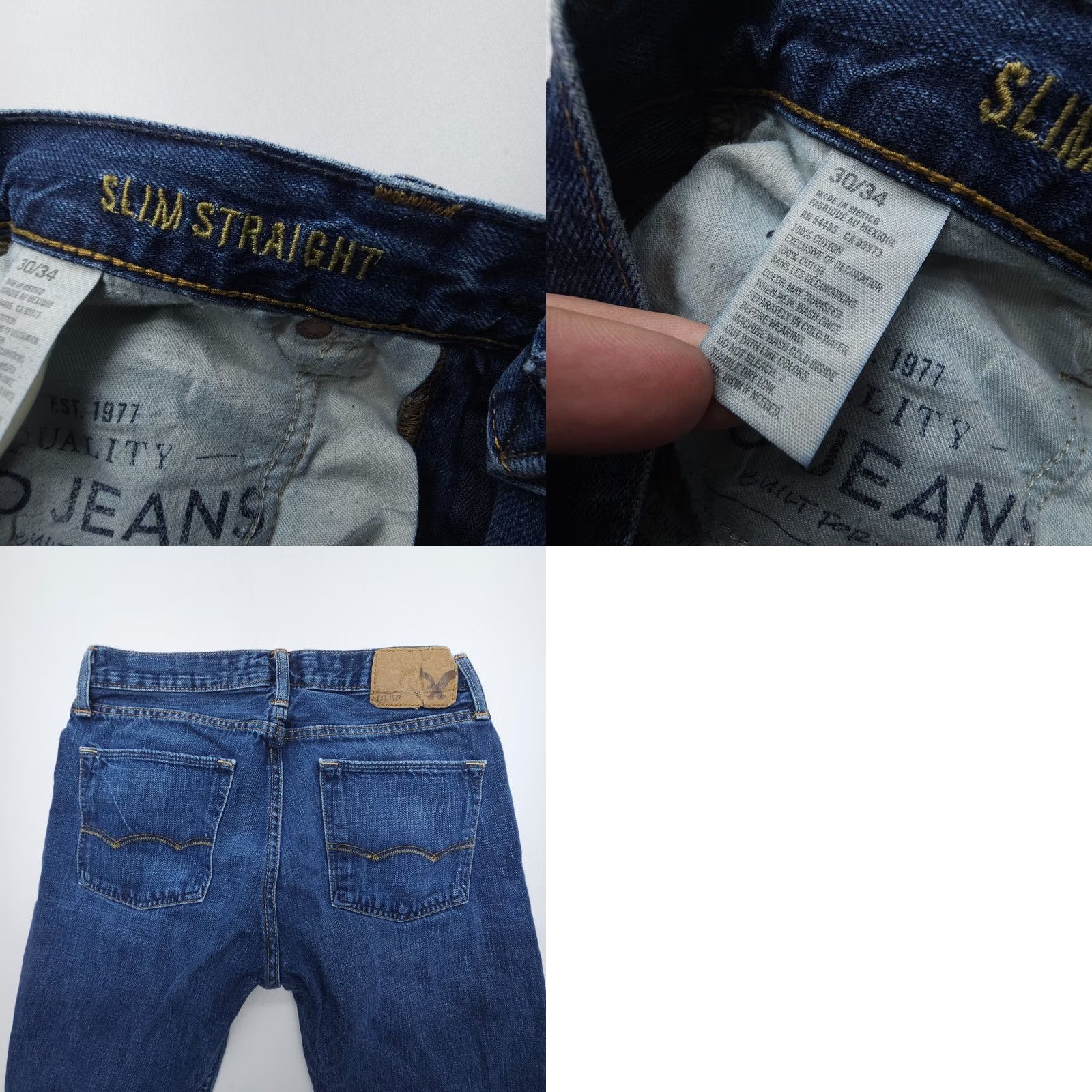 American Eagle Outfitters American Eagle Outfitters Jeans Mens 30 x 31 Slim Straight Dark Wash Denim Hemmed Blue 5-Pocket Logo Casual JeansMens Size US 30 / EU 46 - 8 Thumbnail