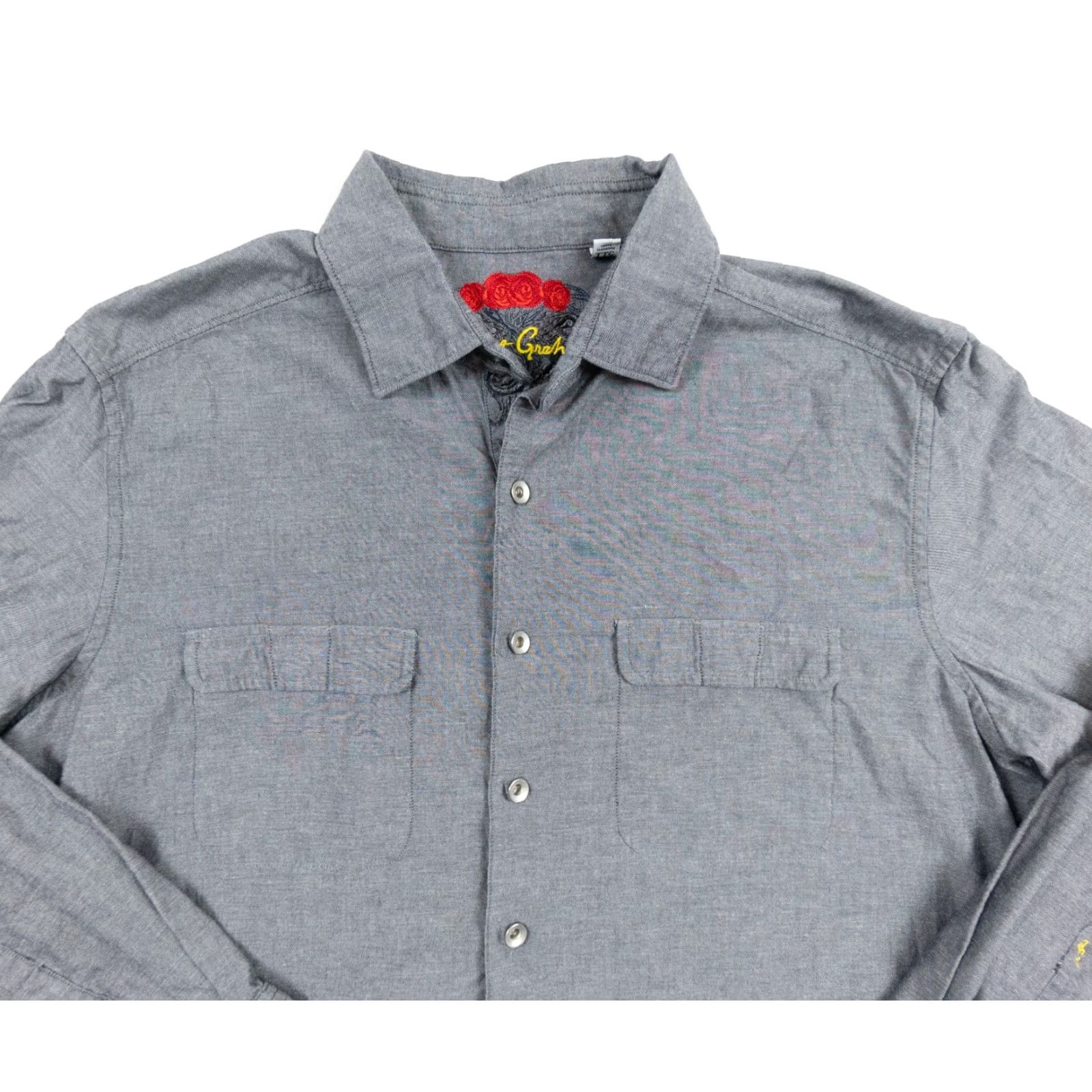 Robert Graham Robert Graham Button-Up Shirt Mens 2XL Gray Long Sleeve Classic Fit Embroidered Size US XXL / EU 58 / 5 - 2 Thumbnail