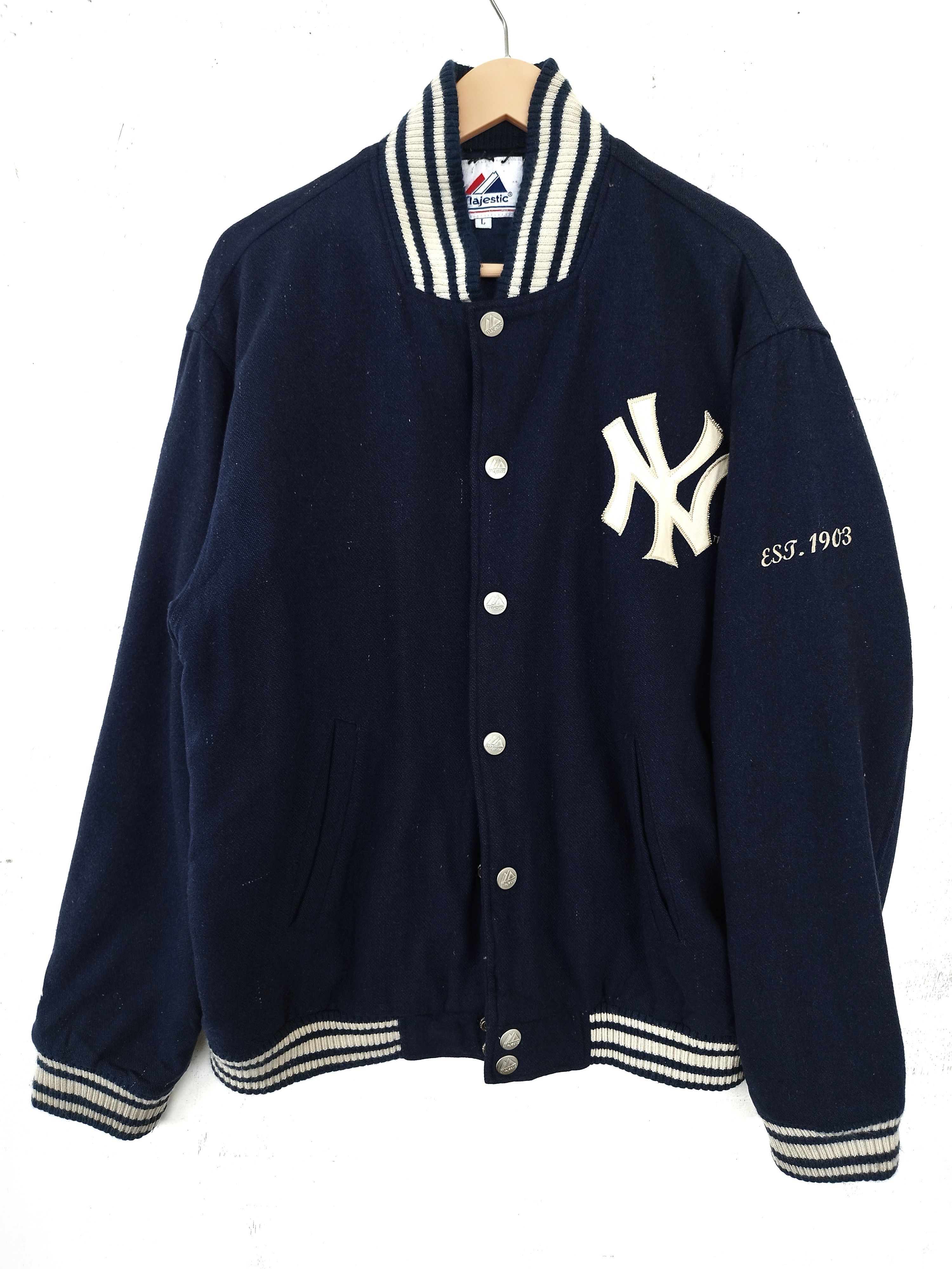 Veste coupe-vent Majestic NY Yankees homme 2XL XXL bleu fermeture éclair complèt
