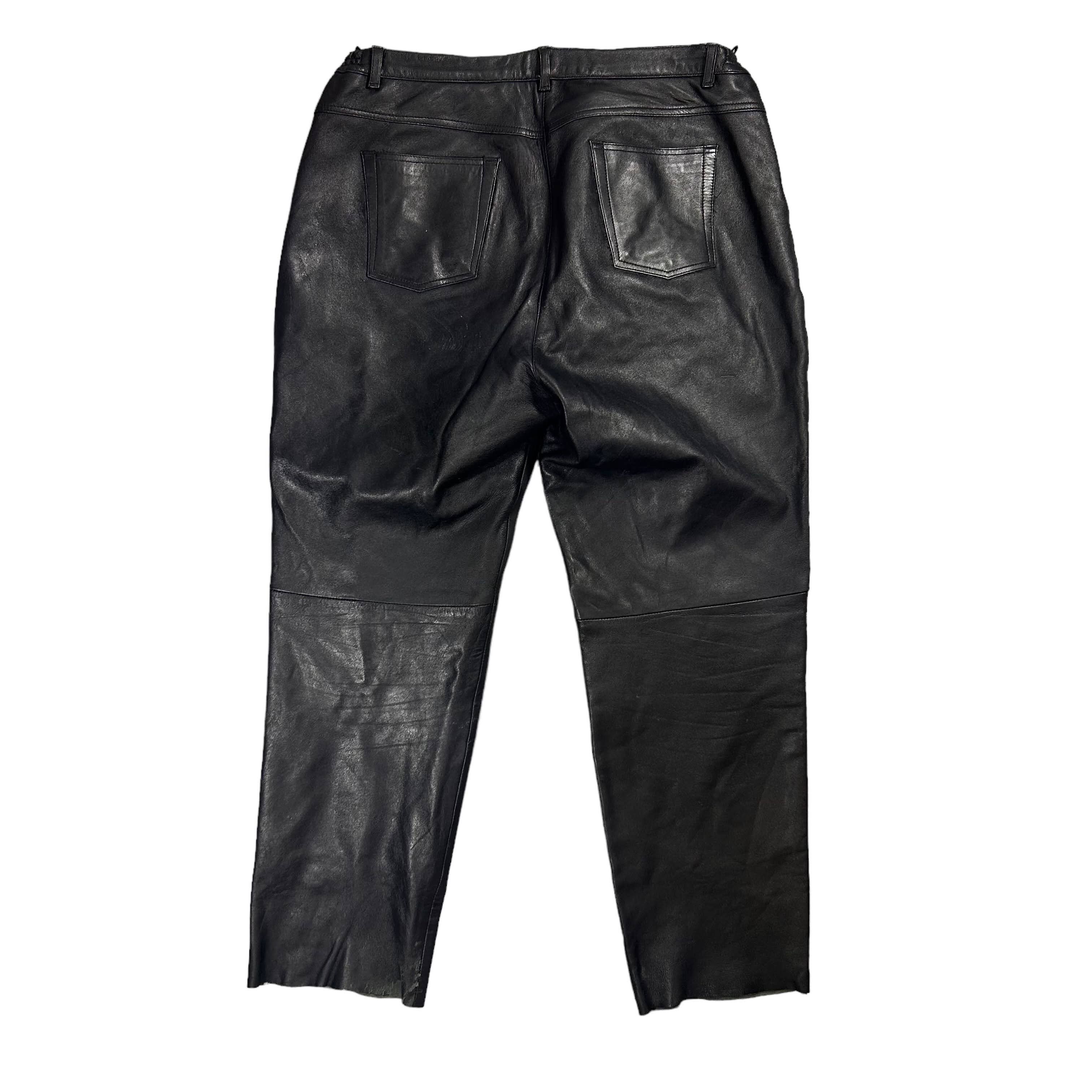 Leather × Vintage Vintage Black Baggy Loose Genuine Leather Pants Size W36 L30 Size US 36 / EU 52 - 2 Thumbnail
