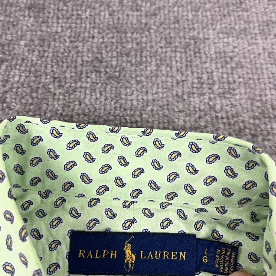 Ralph Lauren RALPH LAUREN Shirt Mens Large Lime Green Blue Paisley Button Down Preppy Retro Size US L / EU 52-54 / 3 - 3 Thumbnail
