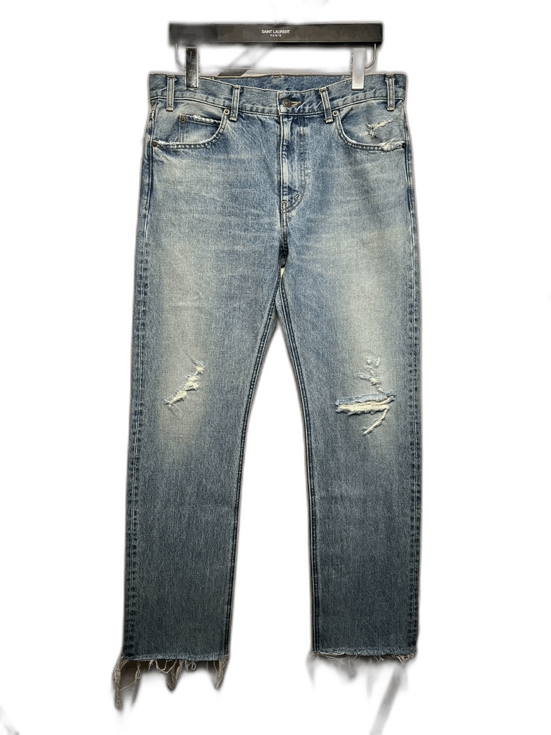 Celine Celine Distressed Straight Cut Denim Pants Size US 31 - 1 Thumbnail
