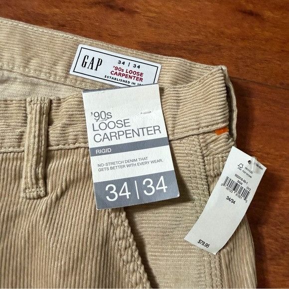 Gap NWT GAP Men's Beige Corduroy Carpenter Pants Sz 34x34 Size US 34 / EU 50 - 1 Thumbnail