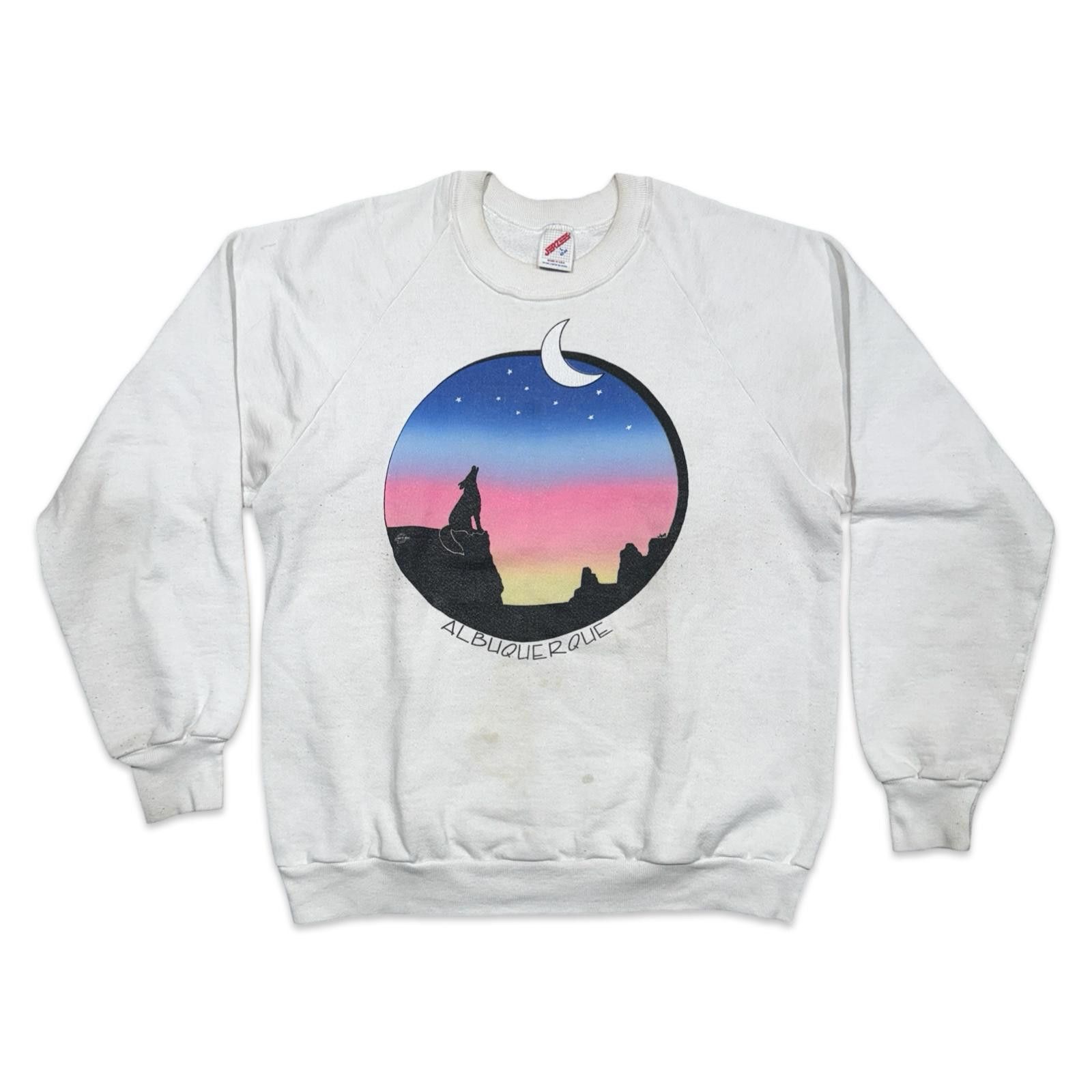 Jerzees Vintage Albuquerque New Mexico Wolf Sunset Jerzees Crewneck Size US L / EU 52-54 / 3 - 1 Thumbnail