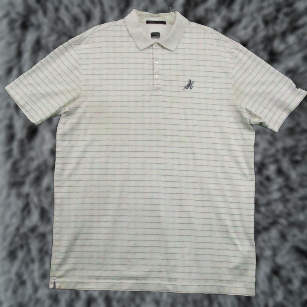 Nike VINTAGE Nike Tiger Woods Collection Polo Shirt (2XL) White Striped Golf Polo Mens Nike Tiger Woods Collection Polo Shirt 2XL White Stripes Size US XXL / EU 58 / 5 - 1 Thumbnail