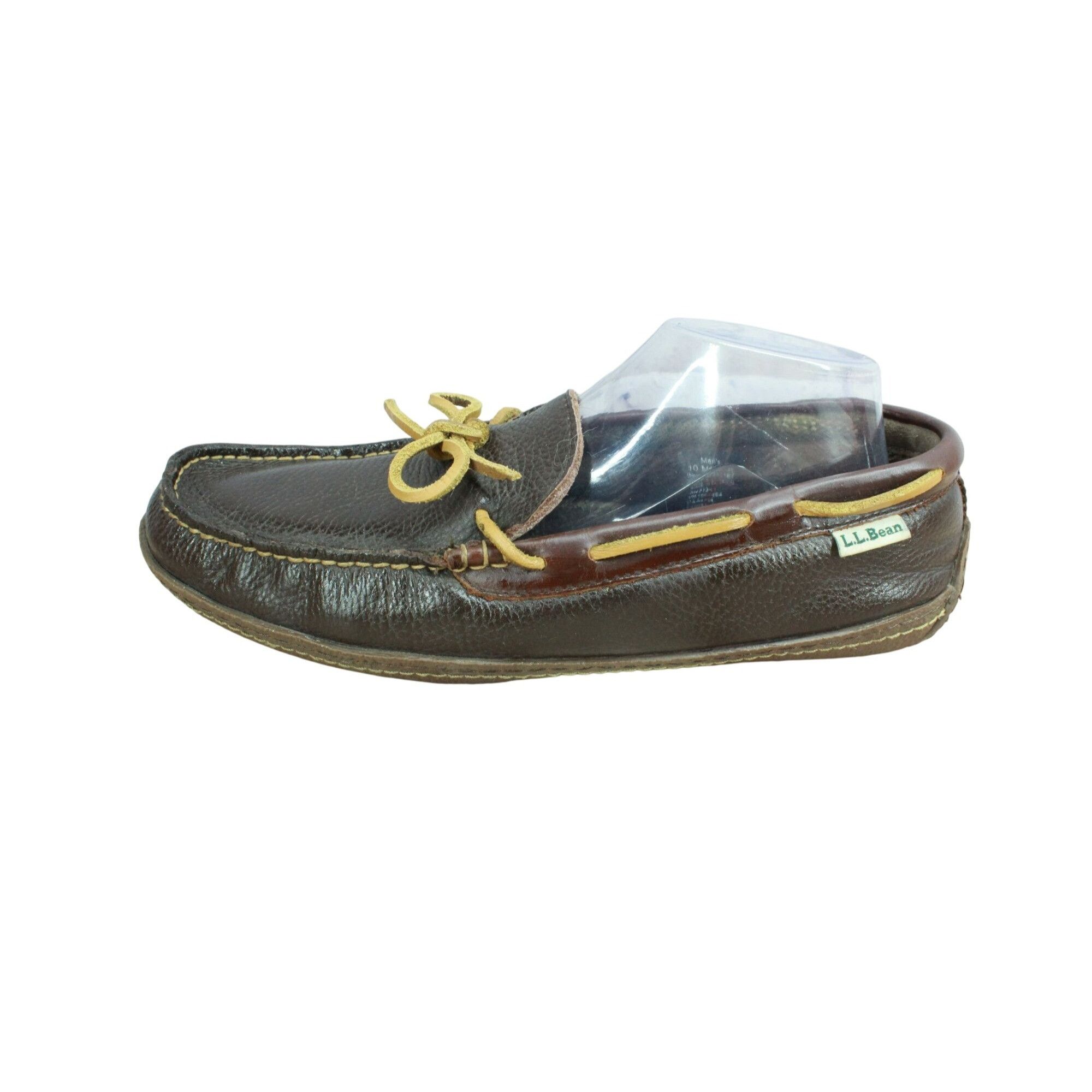 L.L. Bean LL Bean Men's Brown Leather Flannel Lined Slip-on Slippers Size US 10 / EU 43 - 1 Thumbnail