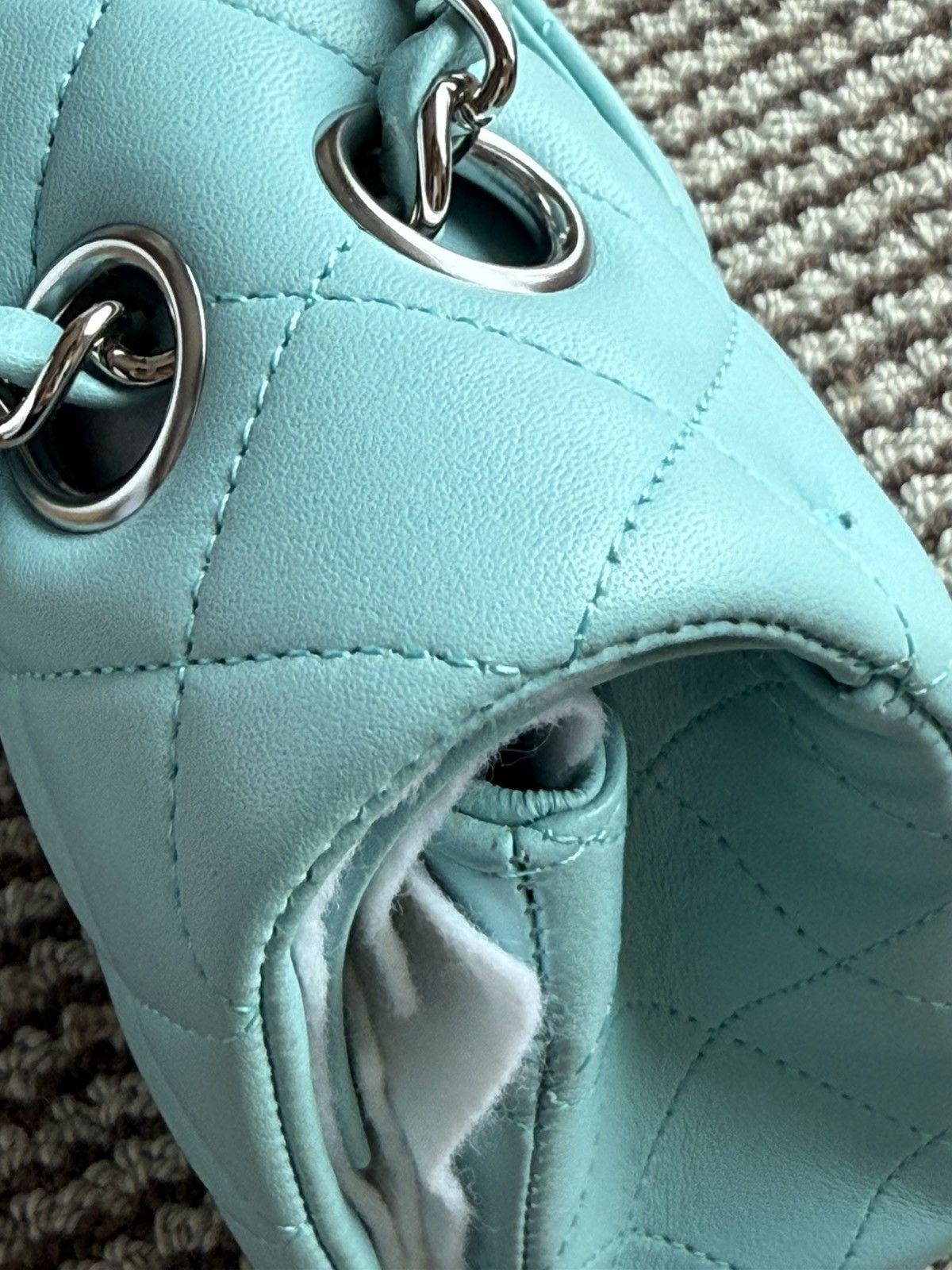 Chanel Chanel 19C Tiffany Blue lamb skin classic flap medium bag Size ONE SIZE - 12 Thumbnail