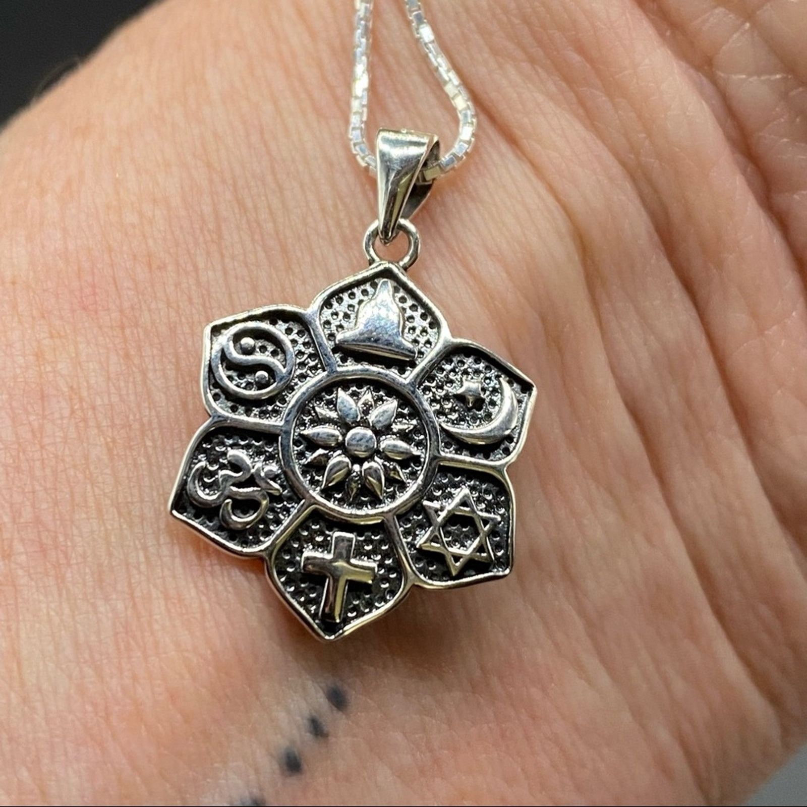 The Unbranded Brand Religious Spiritual Symbols Sterling Silver Necklace Size ONE SIZE - 3 Thumbnail