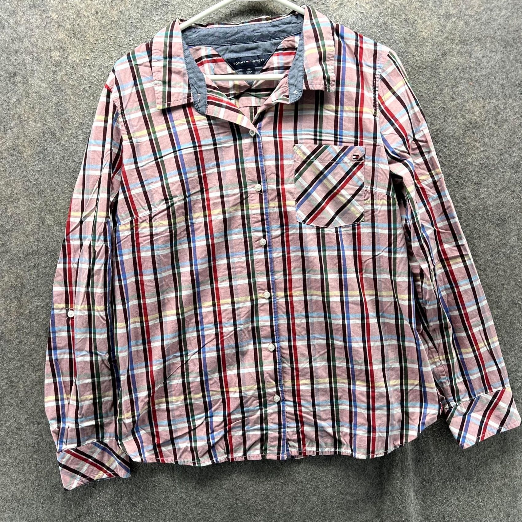 Tommy Hilfiger Tommy Hilfiger Shirt Womens Large Plaid Button Front Long Sleeve Lightweight Multicolor Size L / US 10 / IT 46 - 2 Thumbnail