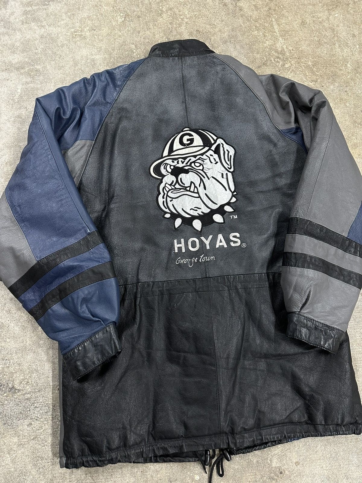 Vintage Vintage 90s Speedy Georgetown Hoyas Leather Chore Jacket Size US L / EU 52-54 / 3 - 4 Thumbnail