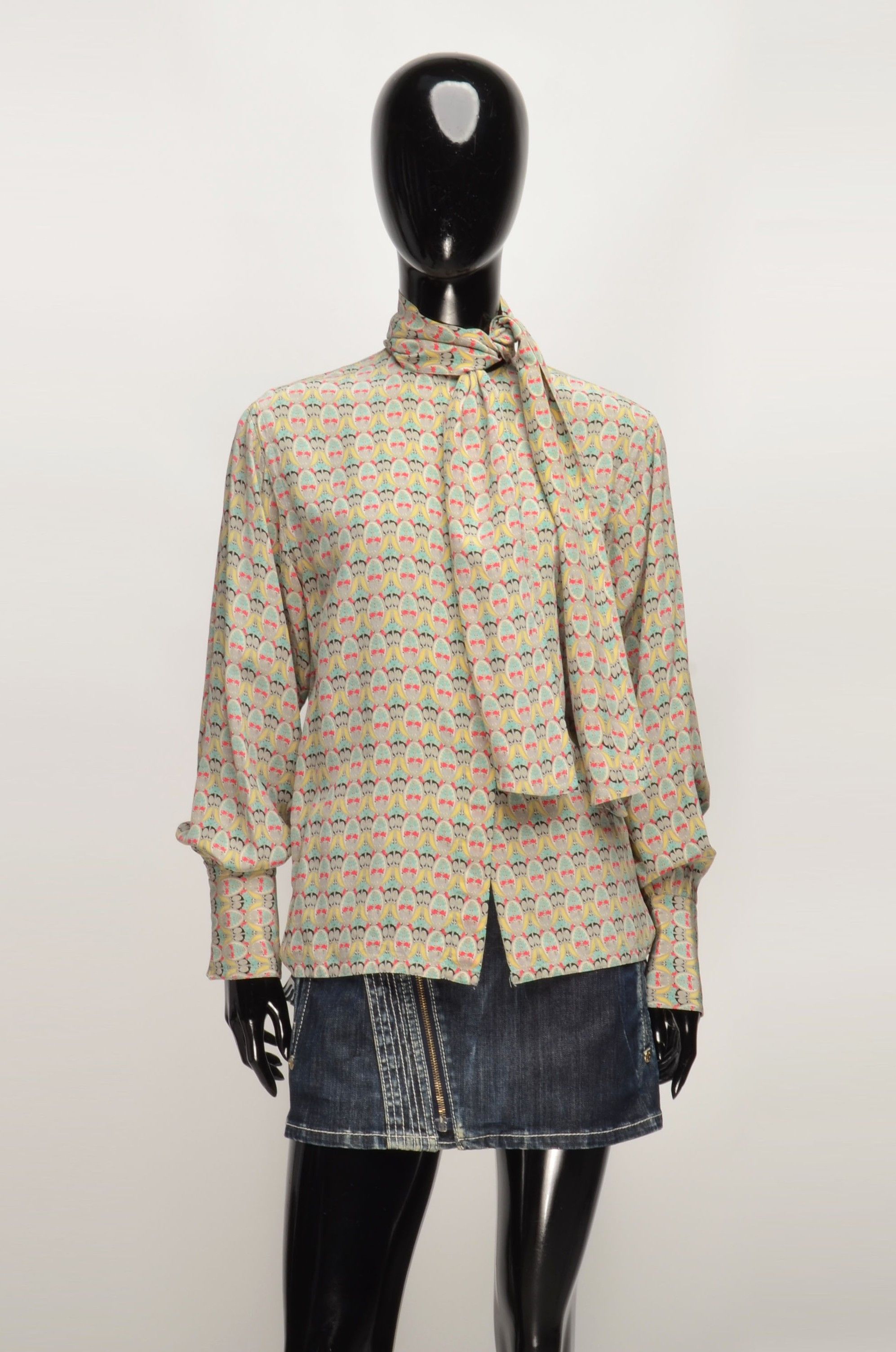 Akris AKRIS Vintage 80's Silk Tie Neck Pussy Bow Blouse Size S / US 4 / IT 40 - 1 Thumbnail