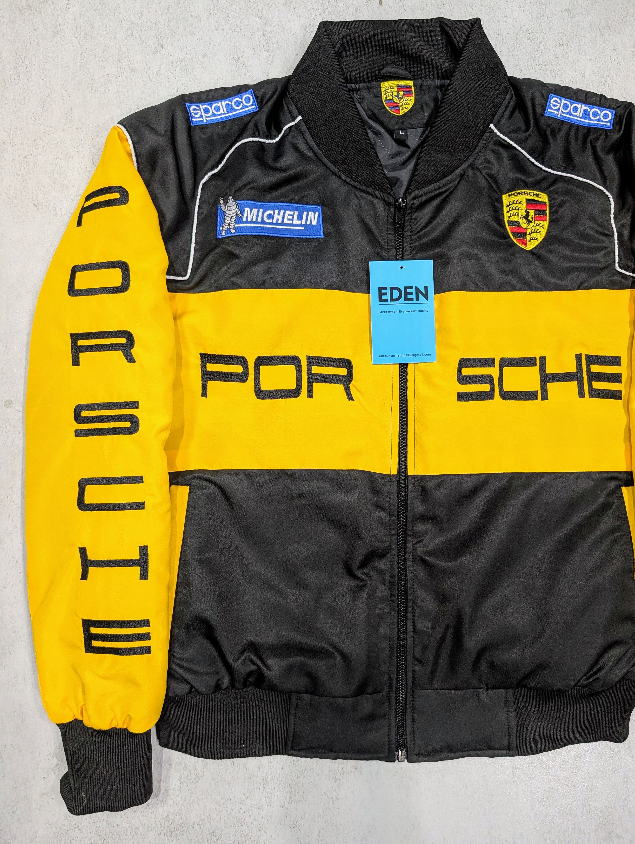 Porsche Design 💥 Men's Porsche Black & Yellow Racing Jacket -Iconic Design Size US XL / EU 56 / 4 - 2 Thumbnail