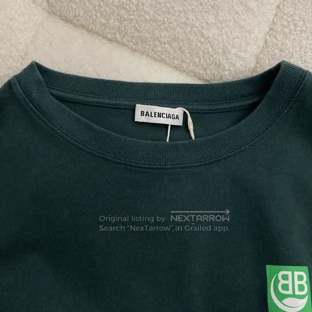 Balenciaga Balenciaga Green Double B Leaf Printed Short Sleeve T-shir Size US L / EU 52-54 / 3 - 3 Thumbnail