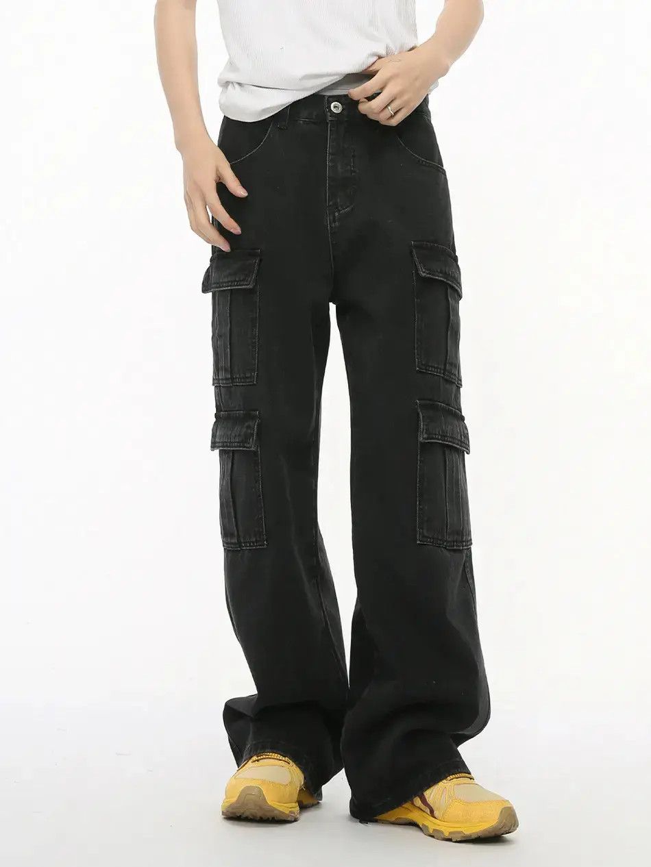 Japanese Brand Retro loose straight leg wide leg pocket jeans Size US 32 / EU 48 - 1 Thumbnail