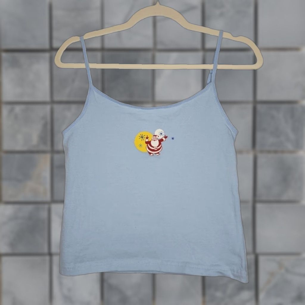 Old Navy VINTAGE Old Navy Tank Top Cami Blue Medium Women 00s Christmas Santa Art 90s 00s Winter Fall Tank Womens Medium Blue Santa Art Vintage Size M / US 6-8 / IT 42-44 - 1 Thumbnail