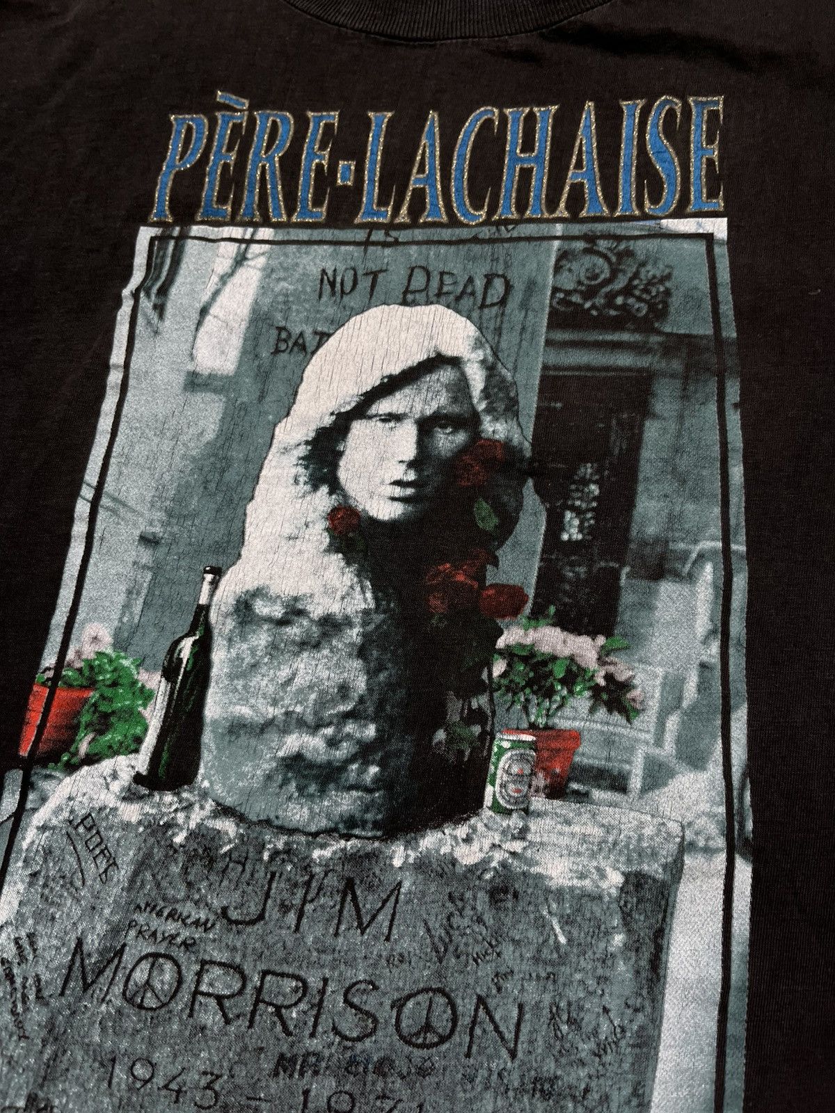 Band Tees Vintage 90's "PÈRE-LACHAISE NOT DEAD MORRISON PARIS FRANCE" Size US L / EU 52-54 / 3 - 5 Thumbnail