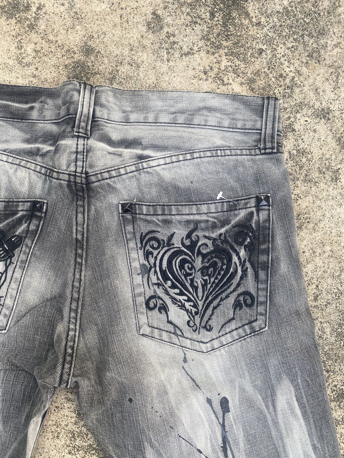 If Six Was Nine × Japanese Brand Flare Jeans Sorridere Honeycomb Painted Splash Size US 32 / EU 48 - 21 Thumbnail