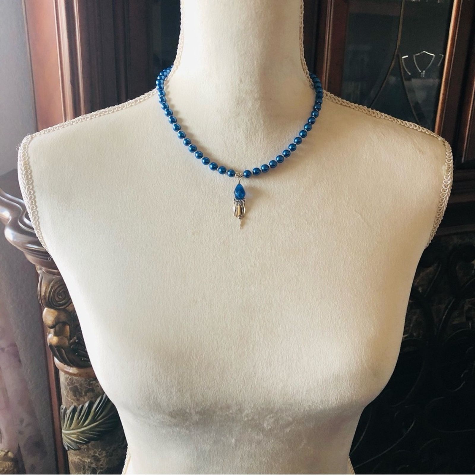 Handmade Handcrafted repurpose teardrop glass fringe Pearl necklace Size ONE SIZE - 5 Thumbnail