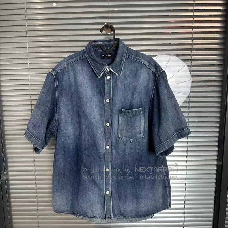 Balenciaga Balenciaga Blue tie-dye denim shirt Size US L / EU 52-54 / 3 - 1 Thumbnail