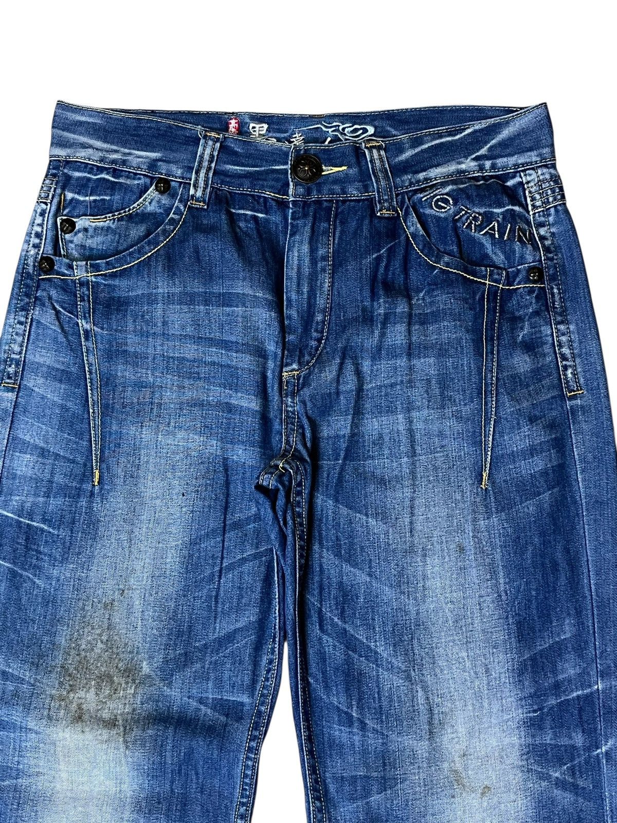 Japanese Brand Japanese y2k BIG TRAIN OSAKA JEANS skull patches dirty jeans Size US 33 - 5 Thumbnail