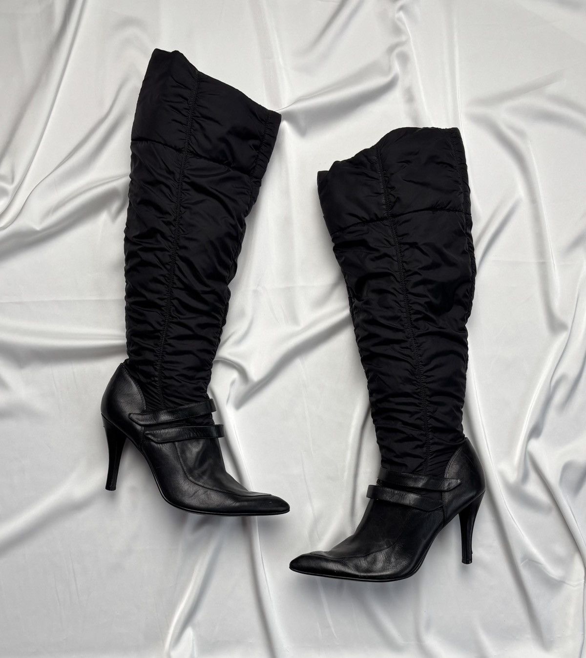 Nine West Over Knee Heel Shoes Padded Boots in Black, Women's (Size 9)