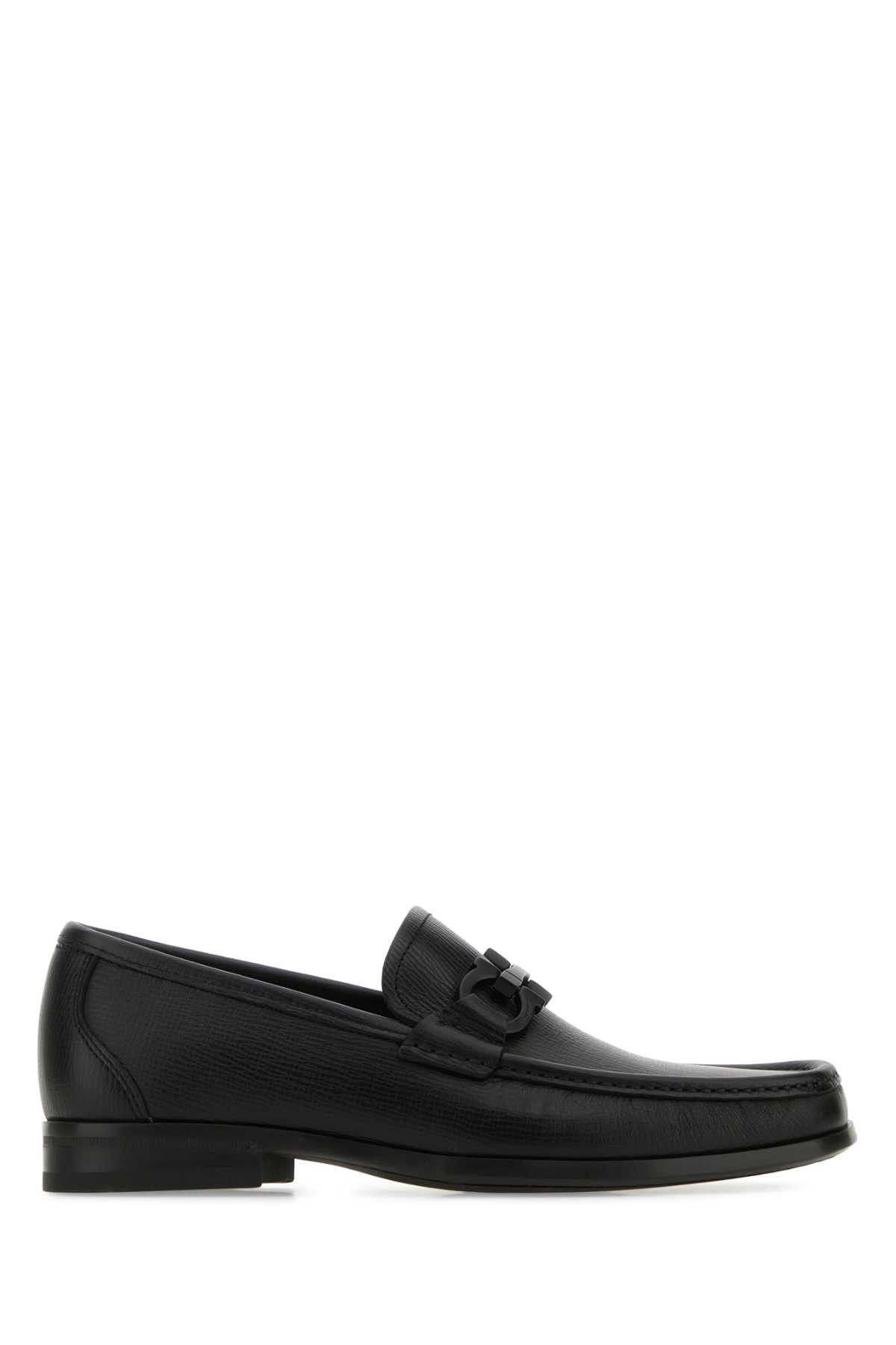 image of Salvatore Ferragamo Black Leather Grandioso Loafers, Men's (Size 9)