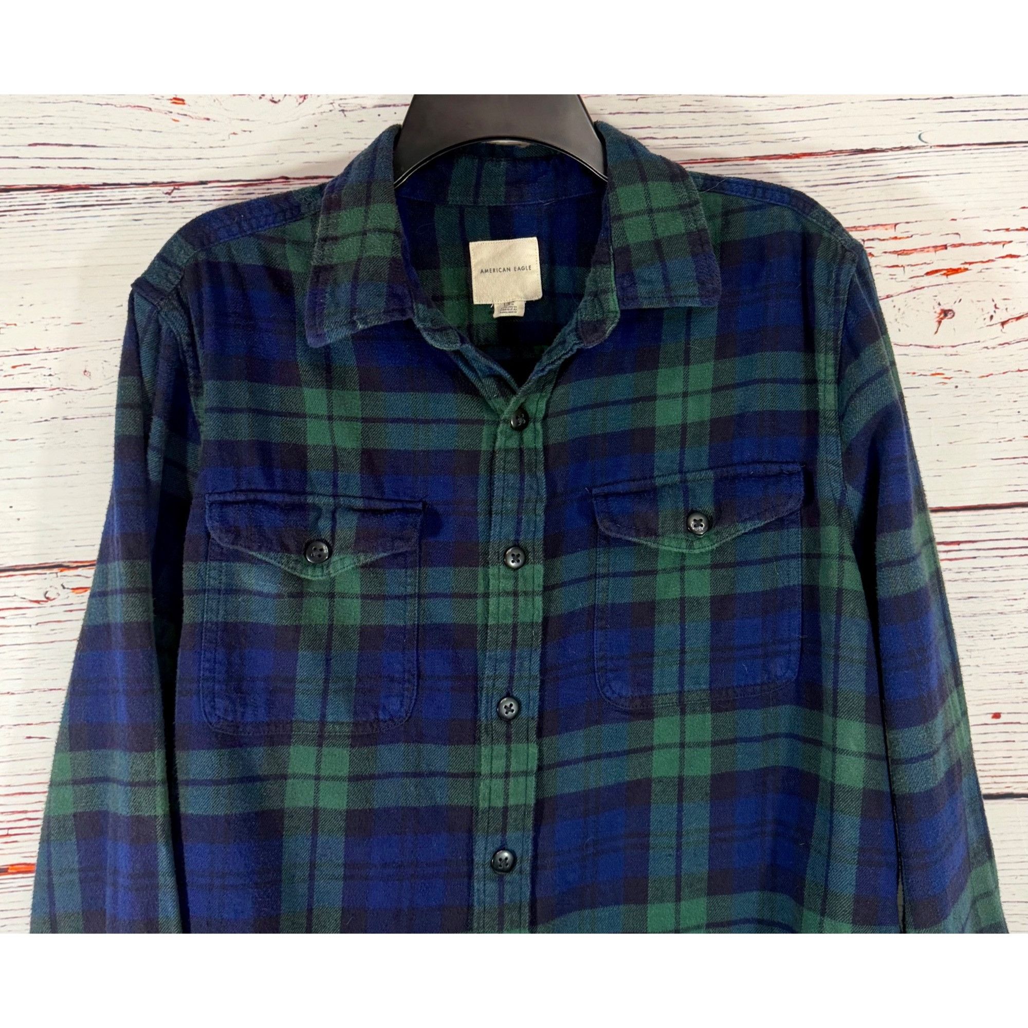 American Eagle Outfitters American Eagle Plaid Flannel Shirt Mens Large Blue Green Y2K Size US L / EU 52-54 / 3 - 5 Thumbnail