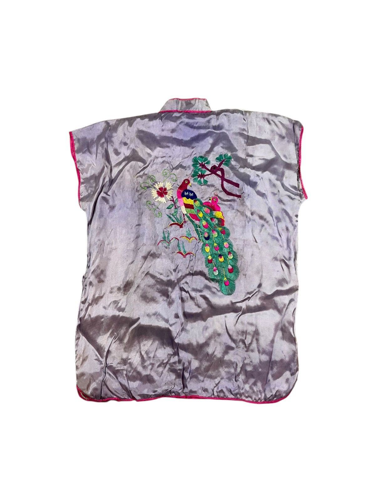 Vintage Vintage 50s Korea Souvenir Silk Shirt Embroidered Size L / US 10 / IT 46 - 2 Thumbnail