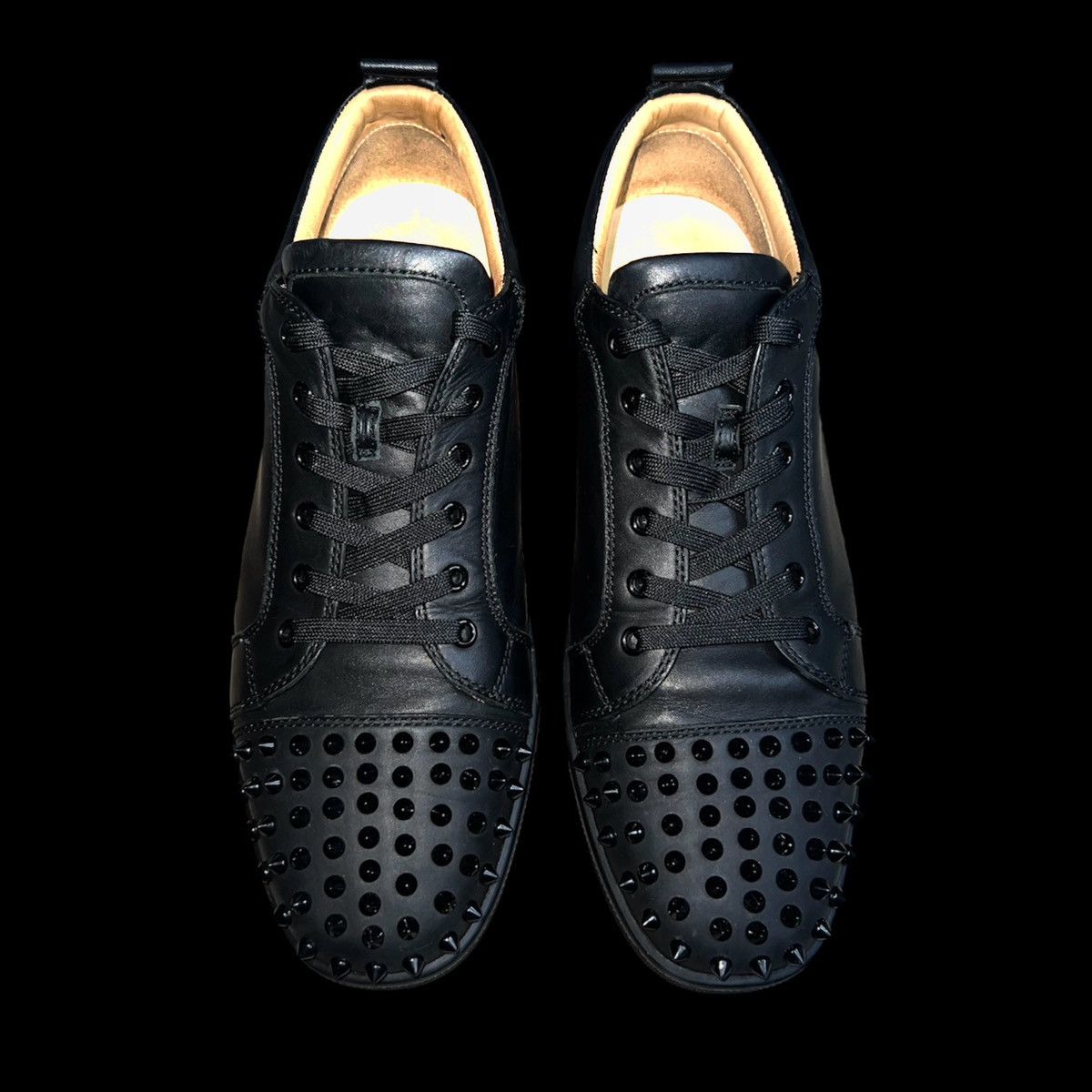 Christian Louboutin Christian Loubiton 2014 Black Spiked Red Bottom Sneakers Grailed