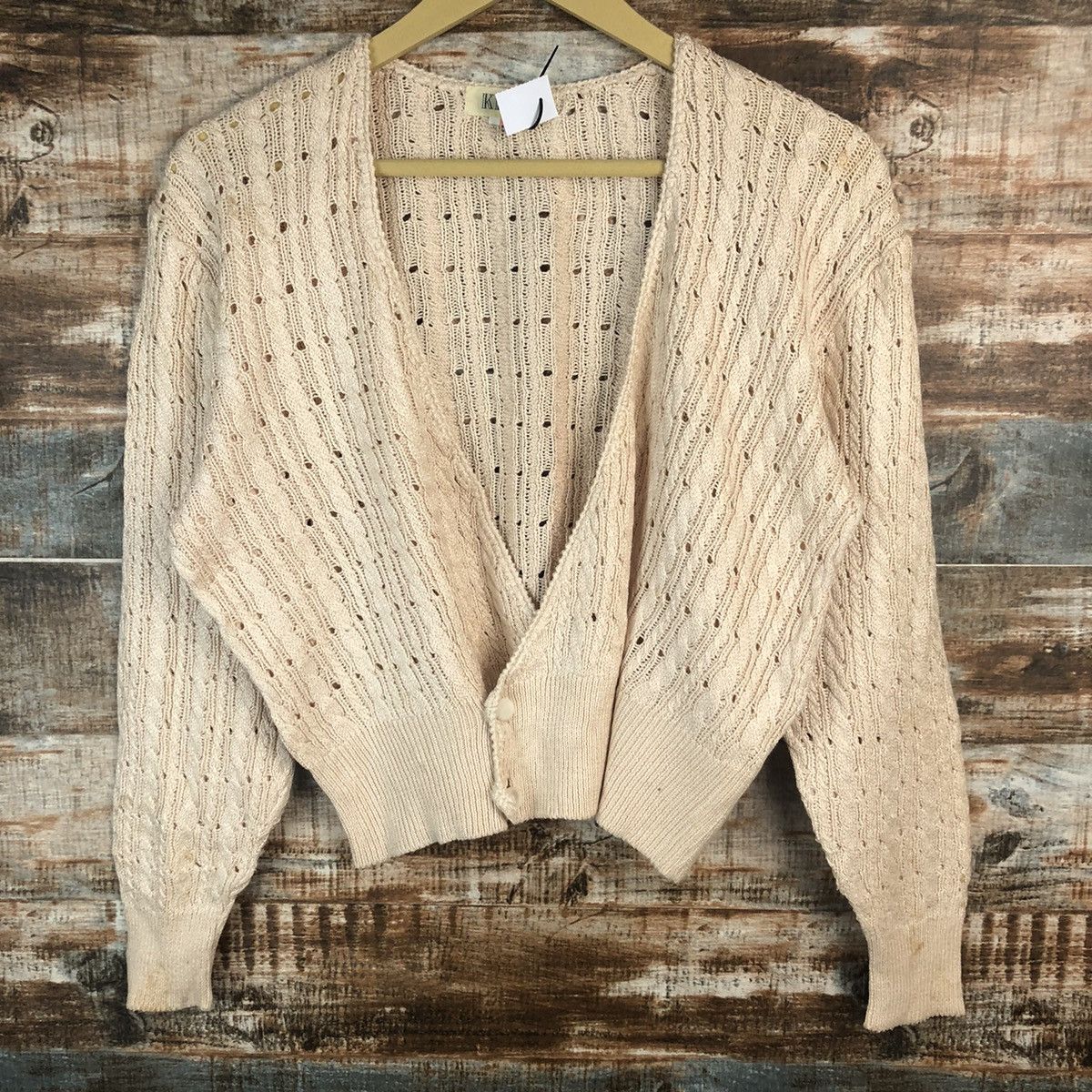 Japanese Brand Keith Pink Cardigan crochet meshnet Knitwear #A1893 Size S / US 4 / IT 40 - 3 Thumbnail