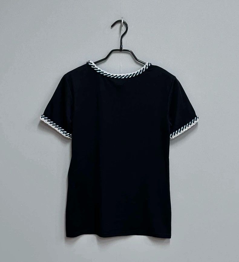 Chanel ChanelSmall logo rolled edge braided short sleeves 2503-Nex Size XXS / US 00 / IT 34 - 3 Thumbnail