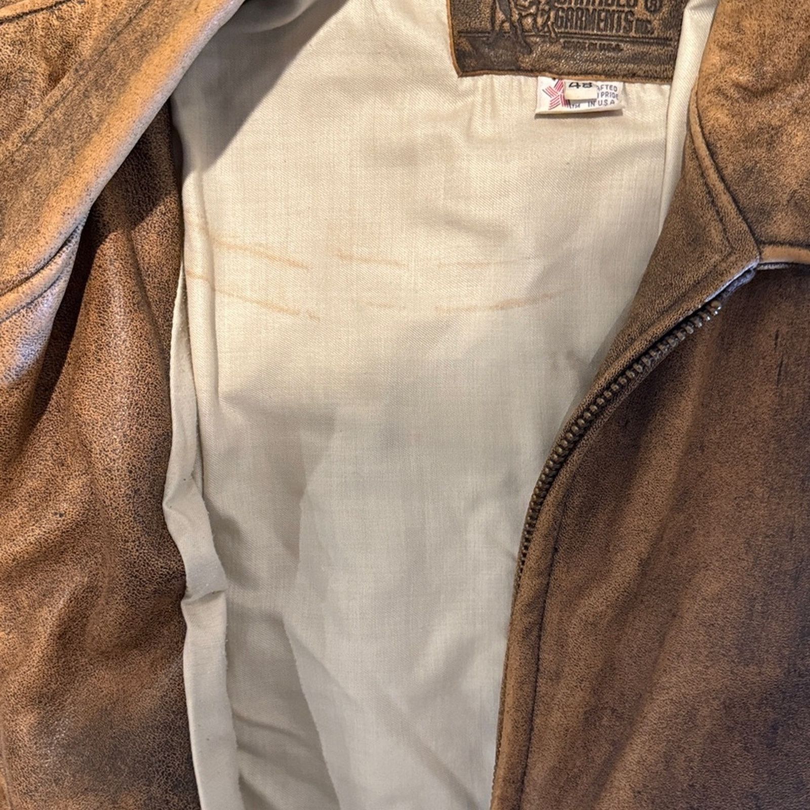 Other Vintage Men's brown distressed, bomber flight jacket size 48 Size US L / EU 52-54 / 3 - 10 Thumbnail