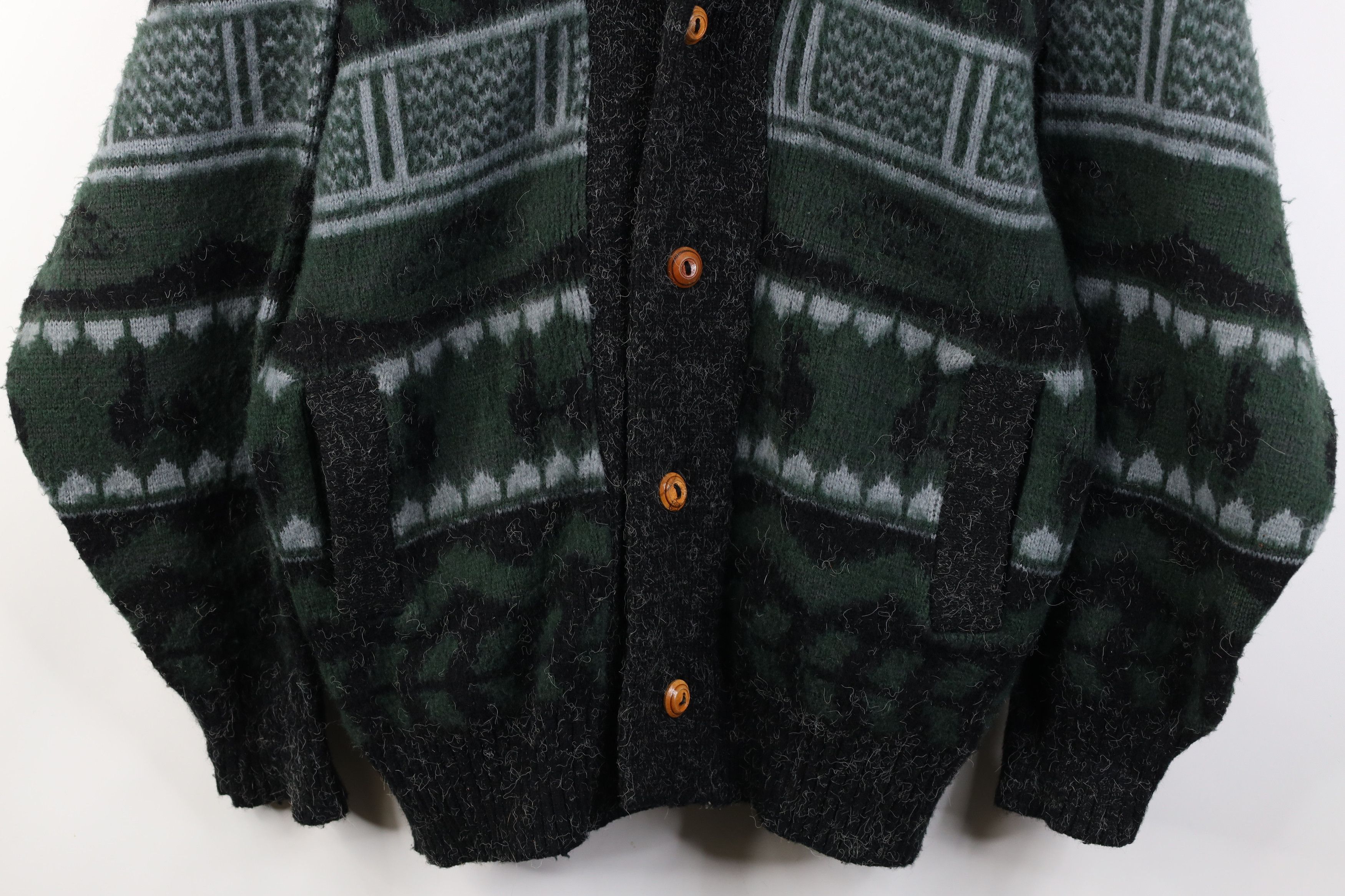 Vintage Vintage 90s Streetwear Wool Knit Shawl Cardigan Sweater USA Size US L / EU 52-54 / 3 - 3 Thumbnail