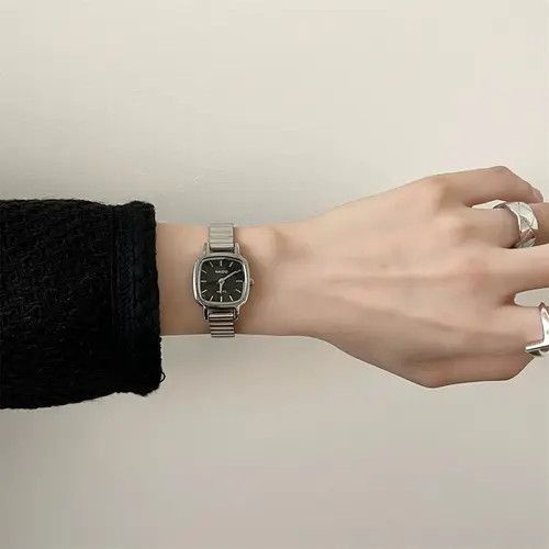 Jewelry Silver Square Face Stainless Steel Wrist Watch Size ONE SIZE - 1 Thumbnail