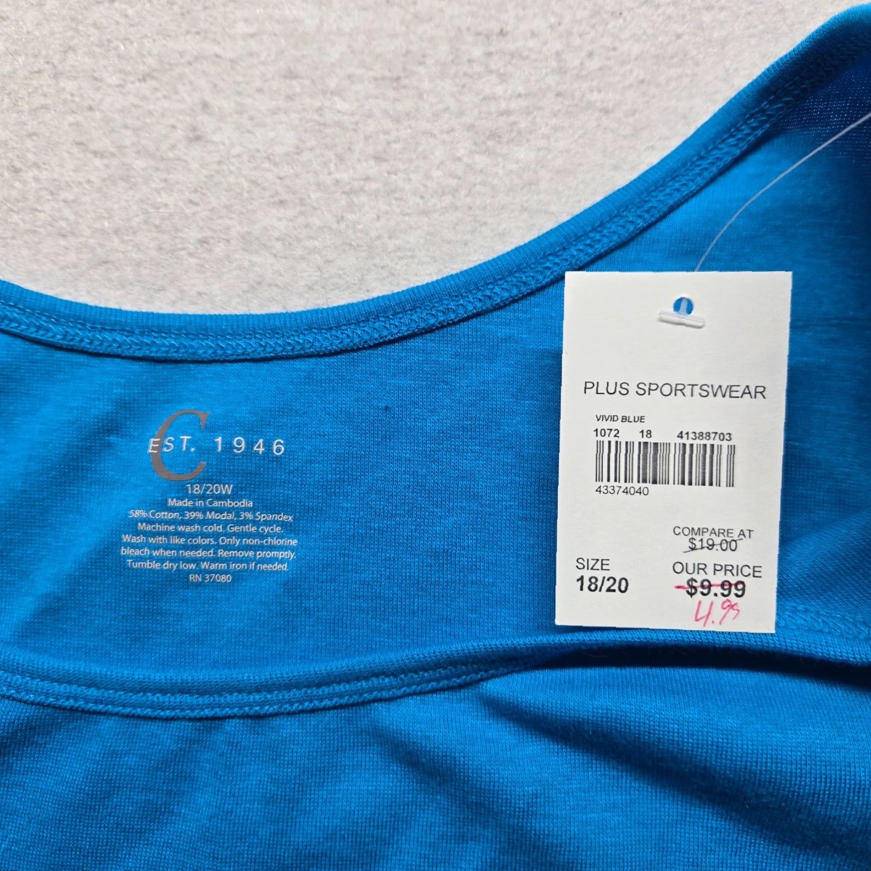 Vintage NEW CATO Shirt Solid Blue Sleeveless Pullover Lightweight Summer Top 20 Plus Women Dresswear Womens Size 3XL / US 20-22 - 3 Thumbnail