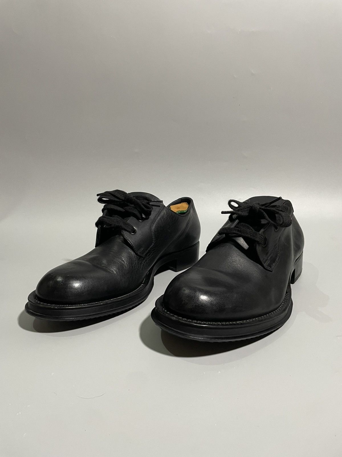 Prada Mens Welt-Sewn Black Leather Lace Up Derby Shoes