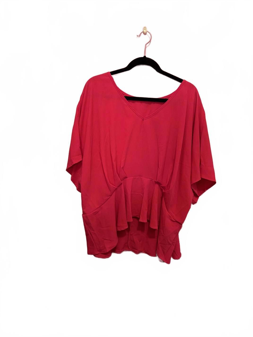 Designer Trendy Hot Pink Peplum Top Size 4XL / US 24-26 - 2 Thumbnail