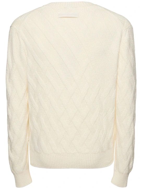 Z Zegna o1lsvrm0525 Design Cotton Crewneck Sweater in White Size US L / EU 52-54 / 3 - 2 Thumbnail