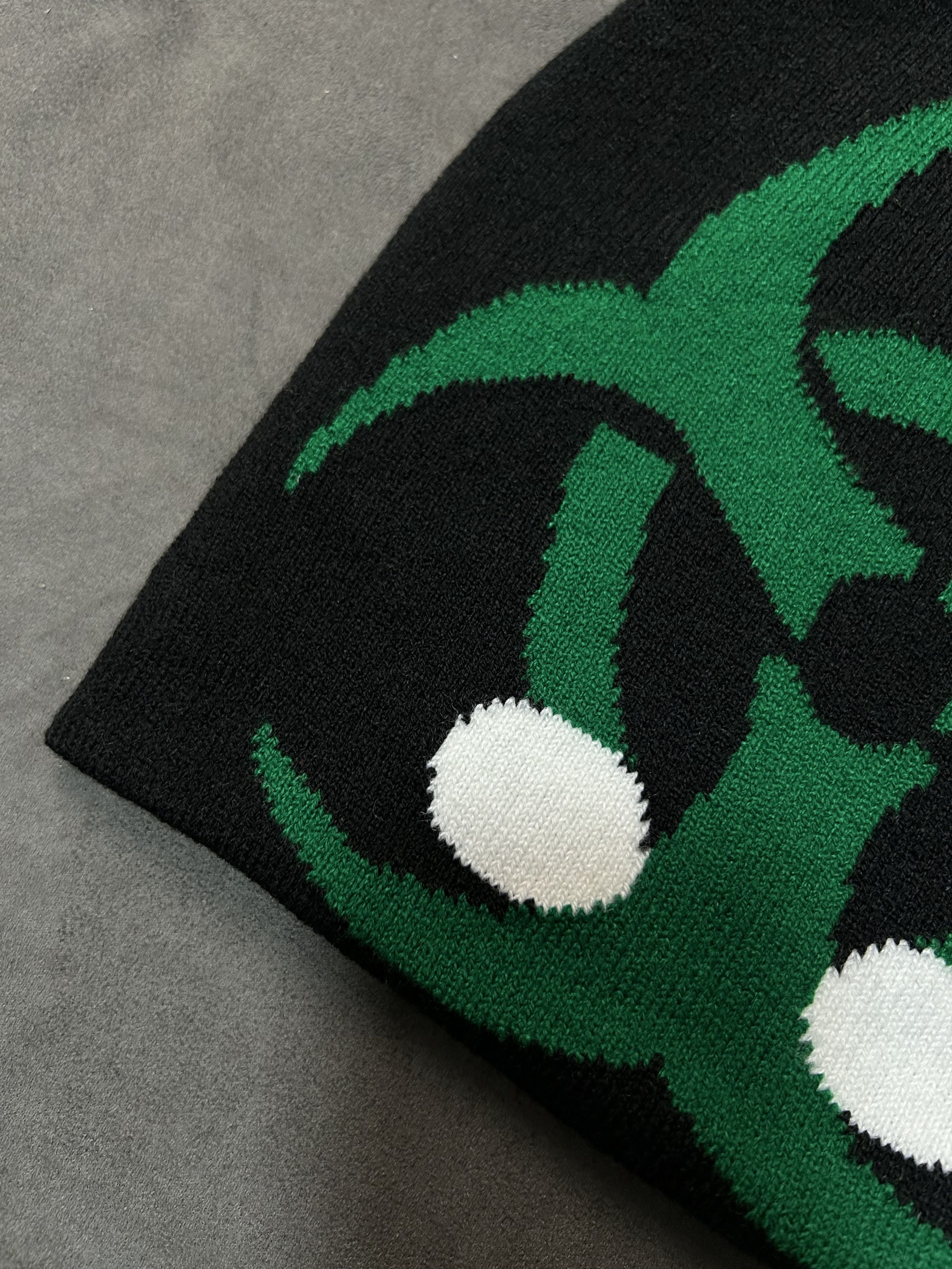 Japanese Brand Rare Toxic Symbol Print No Cuff Knit Black Beanie Hats Size ONE SIZE - 3 Thumbnail