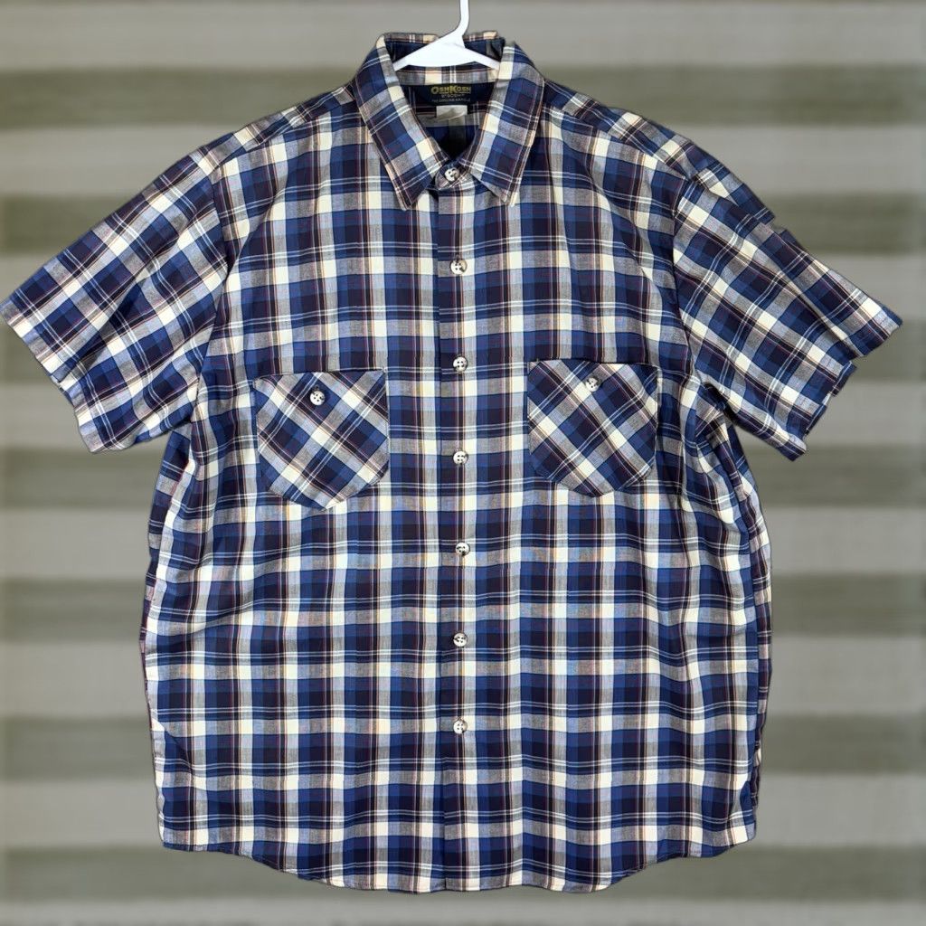 Vintage VINTAGE Oshkosh B’Gosh Shirt Mens L Plaid Short Sleeve Button Up Work Made USA Size US L / EU 52-54 / 3 - 1 Thumbnail